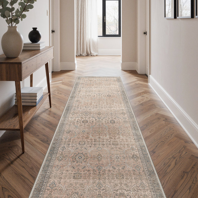 Tapis rose Abastos, Beige avoine, Tapis de couloir de 2 pi x 7 pi