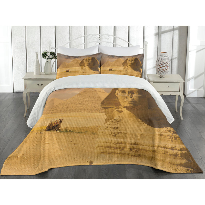Amber Sand Brown King Microfiber Coverlet Set