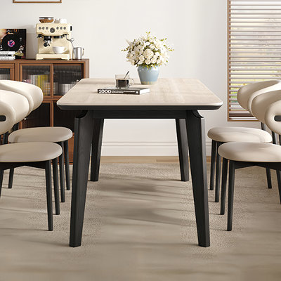 Retro solid wood rectangular dining table