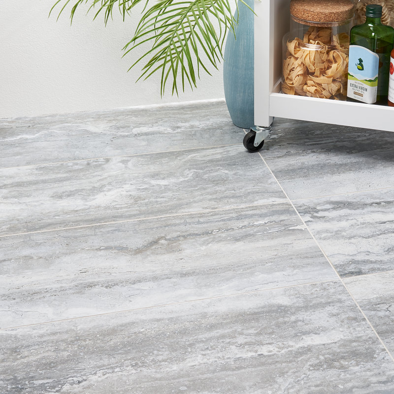 Carreau de porcelaine 12 po x 24 po Core Travertine, Bleu