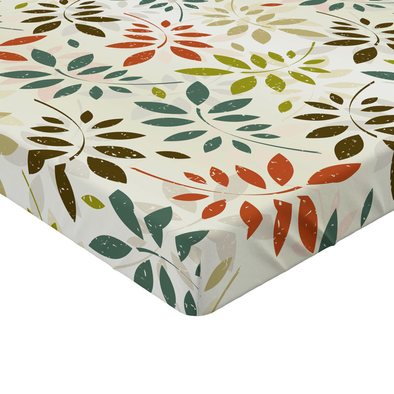 Drap-housse orange Ambesonne, Bleu / brun / beige floral, Drap-housse très grand californien