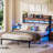 Full/Queen/King Headboard Adjustable Height with LED Light, Backrest with Shelf, Charging Station-1481809644