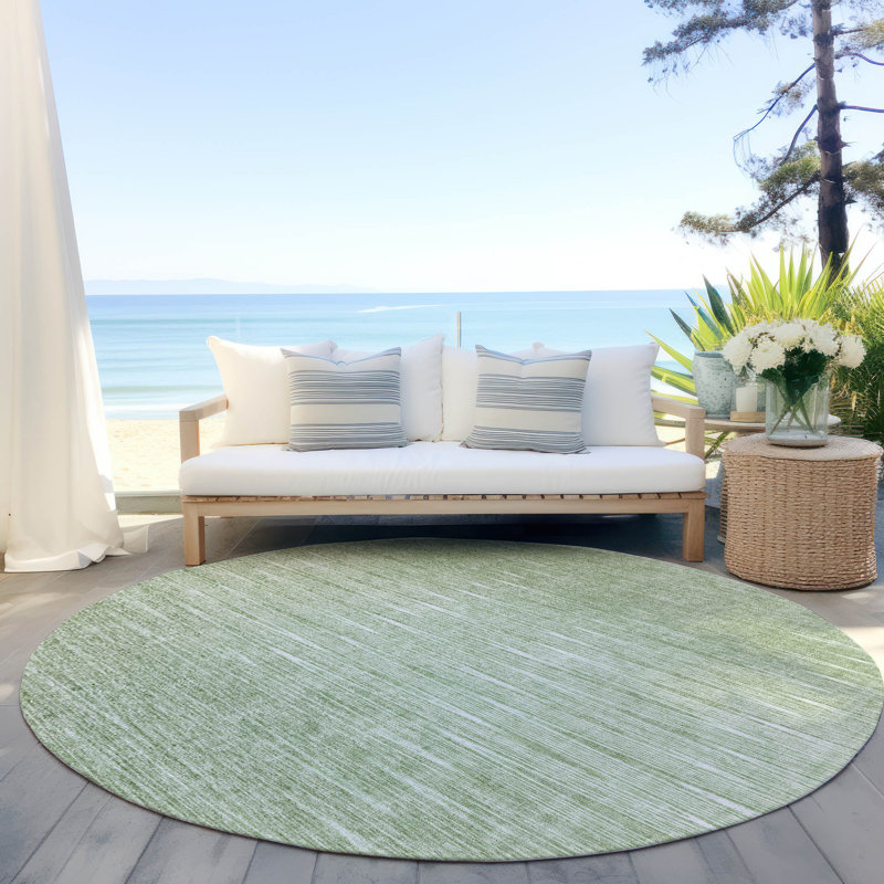 Leis Flatweave Washable Ombre Indoor / Outdoor Rug, Round 8'