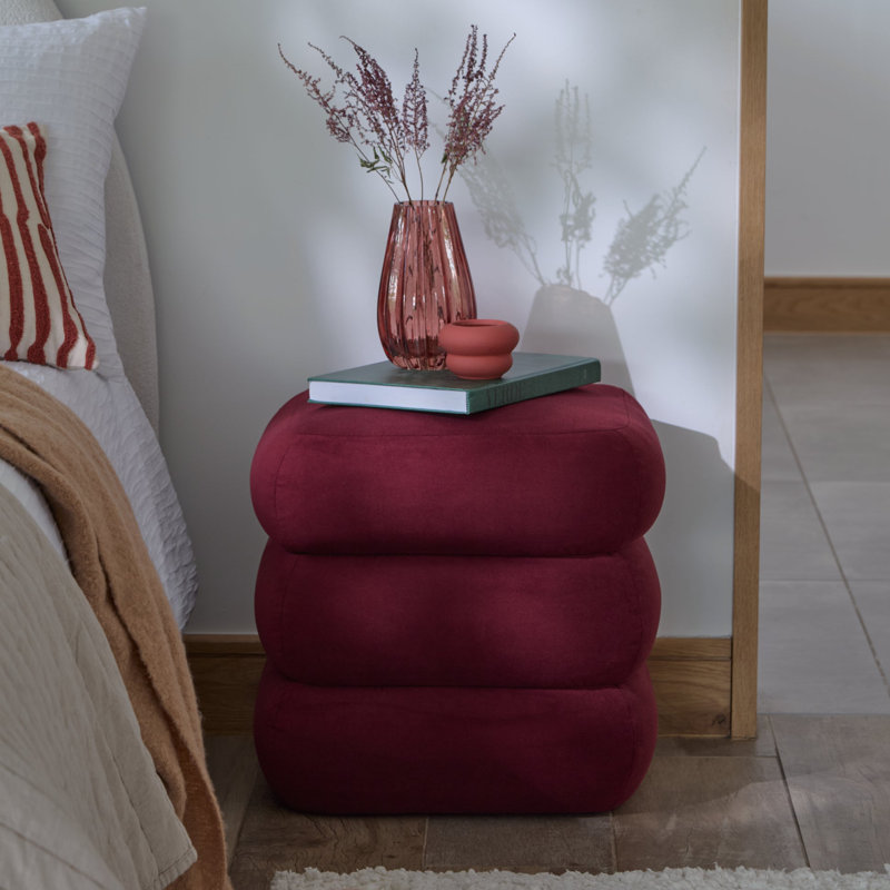 45cm Wide Footstool Ottoman, Burgundy Red