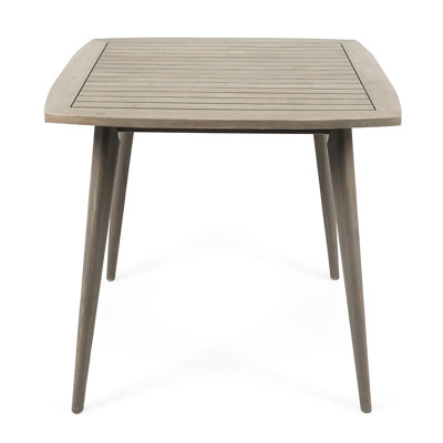 Table de salle à manger d'extérieur en bois gris avec pieds droits - attrait moderne et intemporel