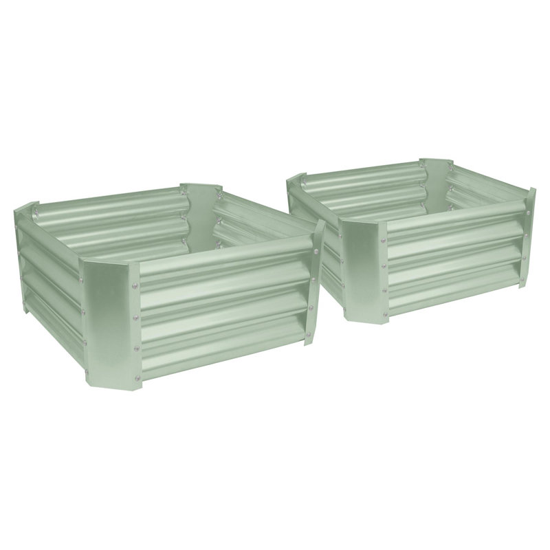 Harbour Housewares - Square Galvanised Steel Raised Garden Bed Planters - Set of 2, 30cm H x 120cm W x 60cm D, Green