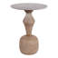 Élégante table d'appoint en marbre et en bois de manguier pour le salon - Table de bout étroite décorative pour l'entrée - 22 po, brun clair et blanc