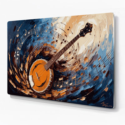«Music Banjo», art mural en métal mauve