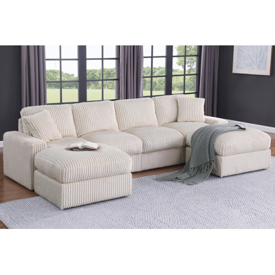 Tolzmann Sectional Sofa With 2 Ottomans by Hokku Designs