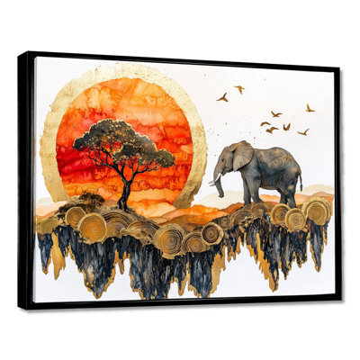 Éléphants au coucher du soleil Whisper Of The Wild IV - Éléphant, art mural de salon
