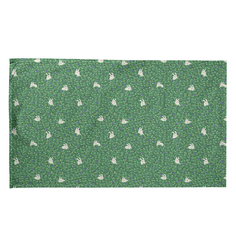 Serviette de lapin lapin à motif lapin, Vert / Mauve, Polyester sergé