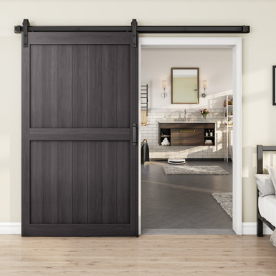 30''/36''/48'' x 84'' Manufactured Wood PVC Paneled Barn Door with Installation Hardware Kit