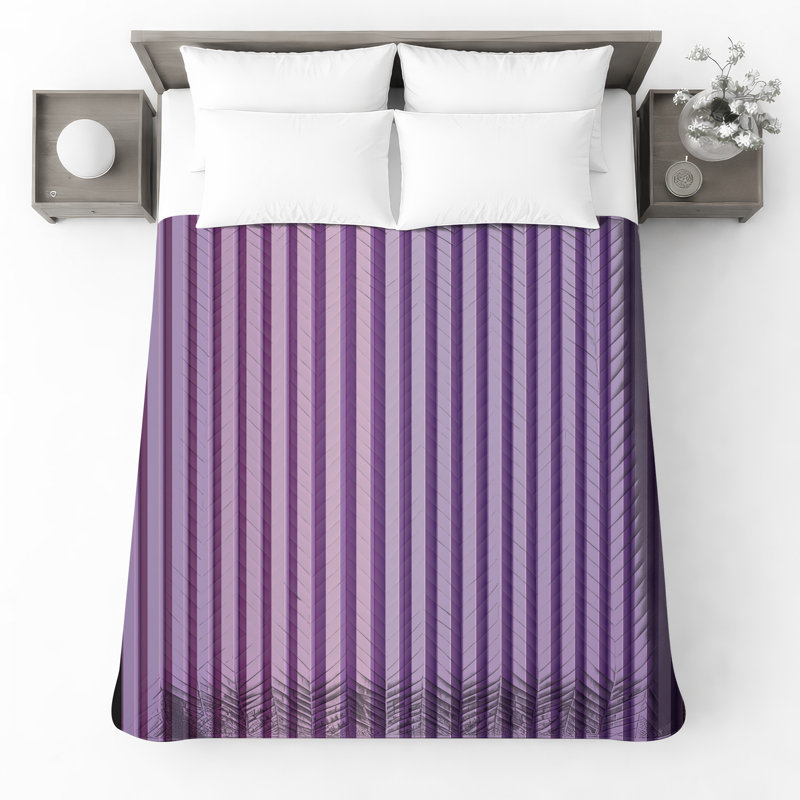 Purple Vertical Stripes Bedding Stripes Bedspread Pattern, Full / Double