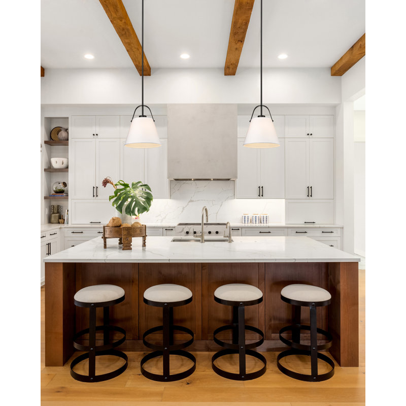 1 - Light Shaded Pendant, 83" H x 12.5" W x 12.5" D, Matte Black