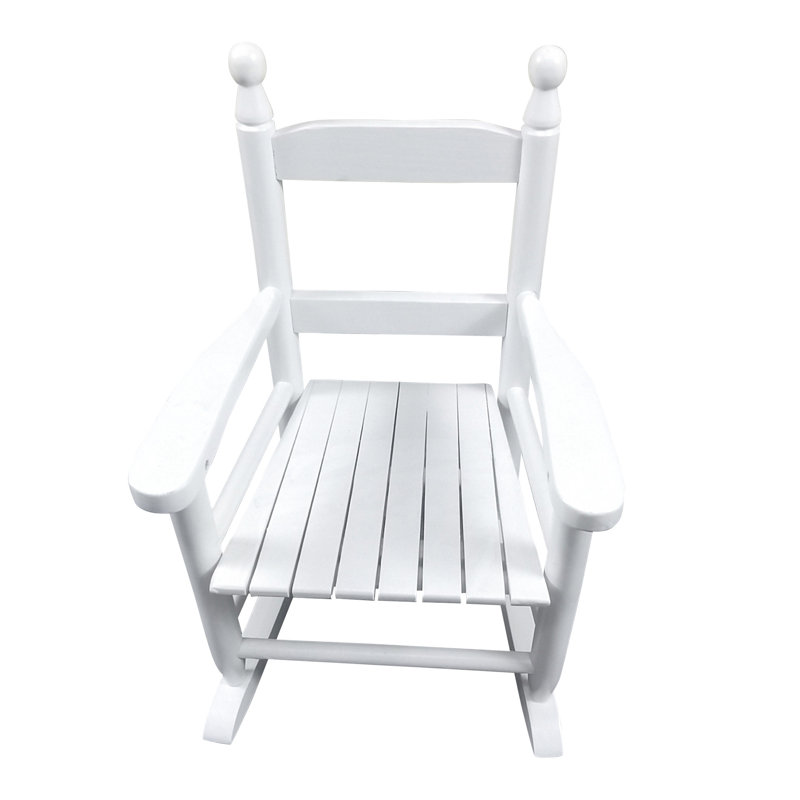 Chaise berçante en bois massif blanc, pour l'intérieur et l'extérieur, support pour le dos, processus d'assemblage facile avec trousse et instructions