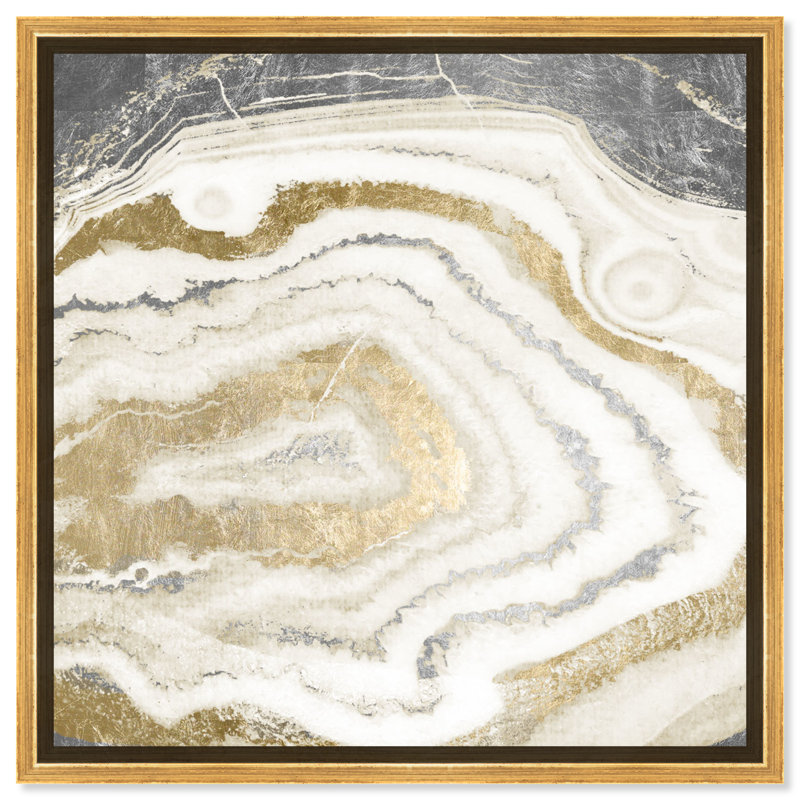 «Abstract Silver Gold Agate Geode Crystals», reproduction d'art graphique sur toile, H 30 po x l 30 po x P 1,5 po, Or