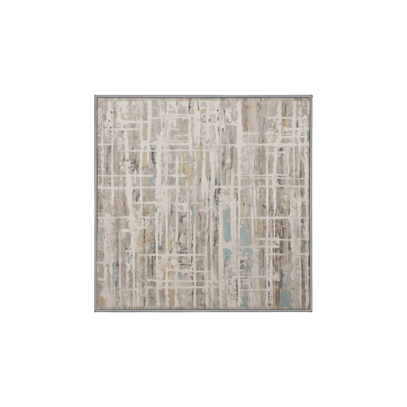 Tapis gris soyeux et moelleux, Carré 3 pi