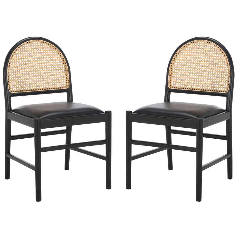 Chaise en rotin Ottavia, Cuir noir, Noir