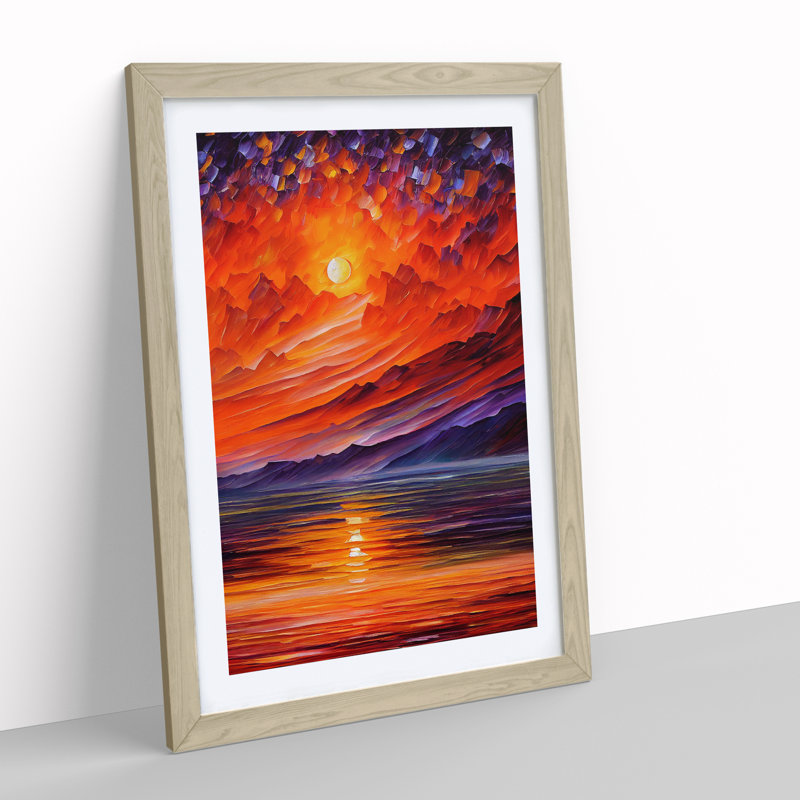 Ocean Sunset View No.4 - Framed Print, 64cm H x 46cm W x 2cm D, Oak