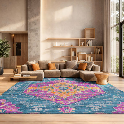 Tapis à motif oriental orange Felty