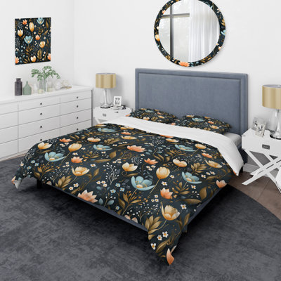 Ensemble de housse de couette en microfibre Rustic Yellow Garden Charm Floral Pattern