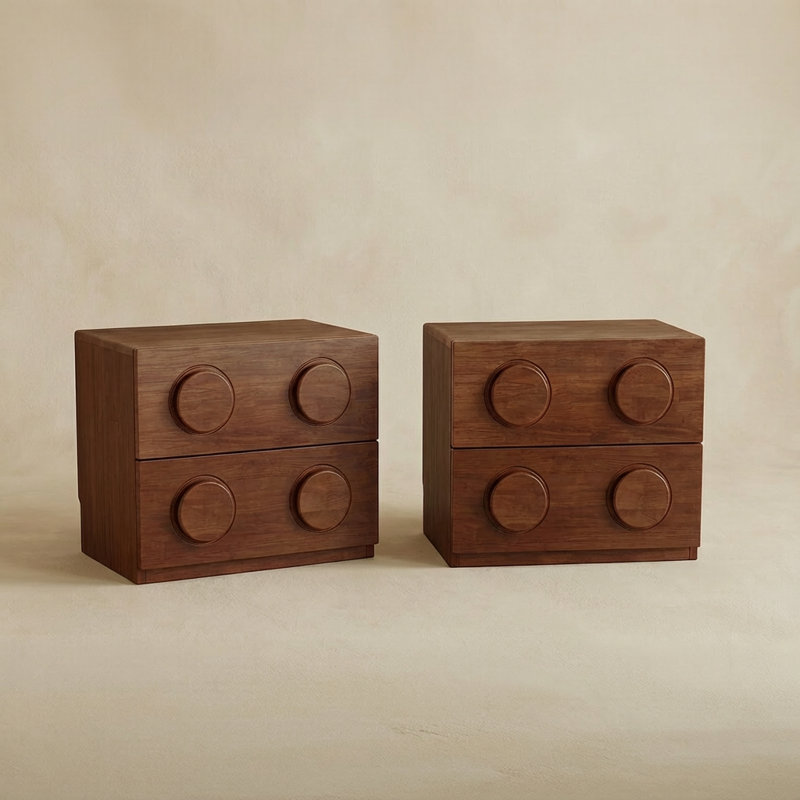 22.8"W Solid Wood Nightstand-Set Of 2, Set of 2 