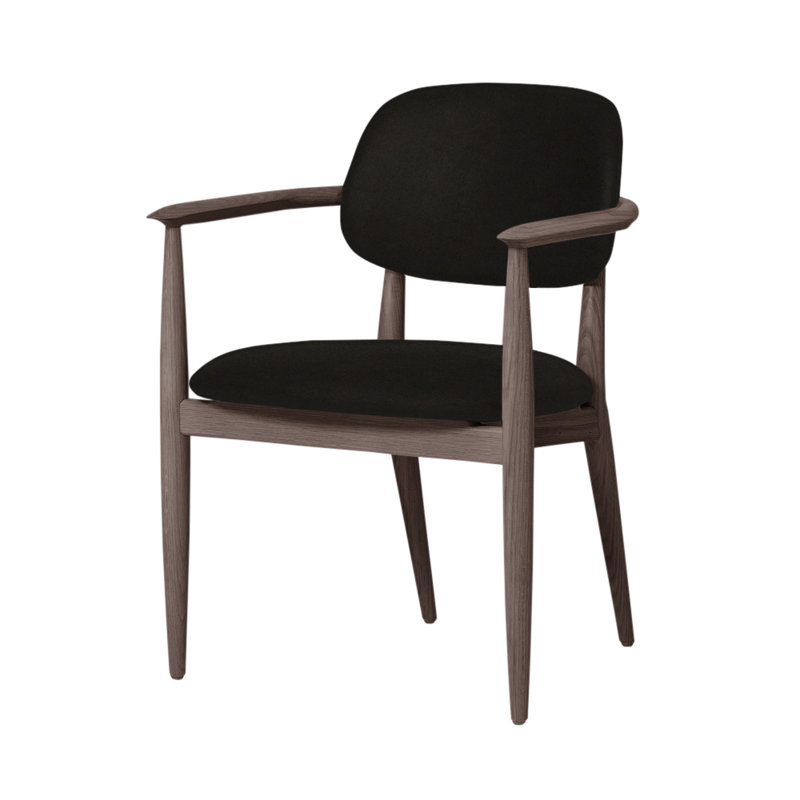 Chaise Slow de Space Copenhagen, Noyer à finition savonnée, Nouveau gris anthracite Newcastle 1365
