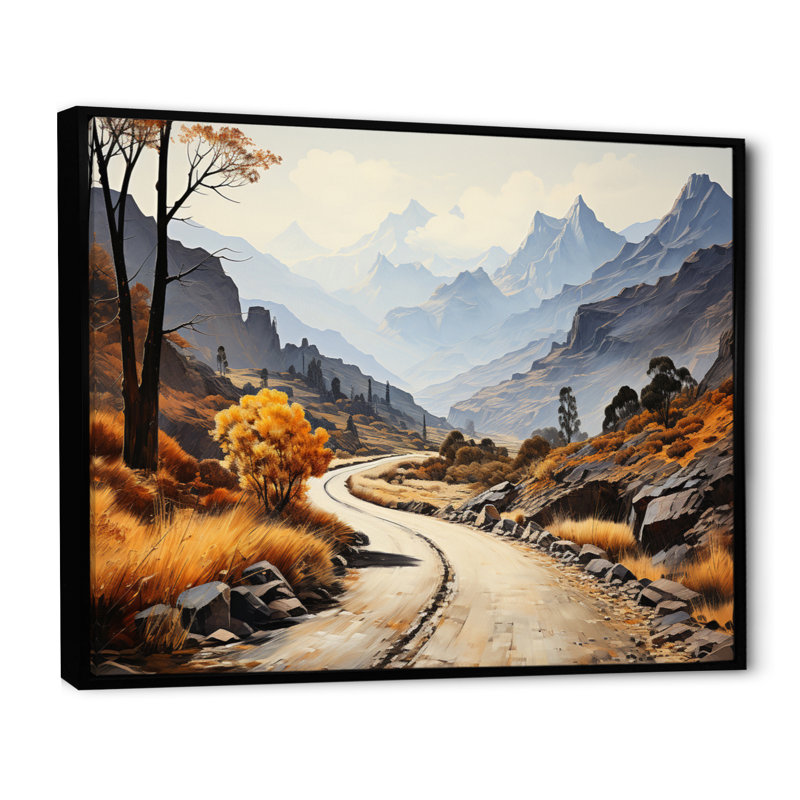 Route sinueuse Thorugh Mountain I, H 16 po x l 32 po x P 1 po, Cadre flottant noir