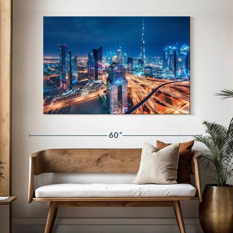 Horizon futuriste de Dubaï, H 34 po x l 51 po
