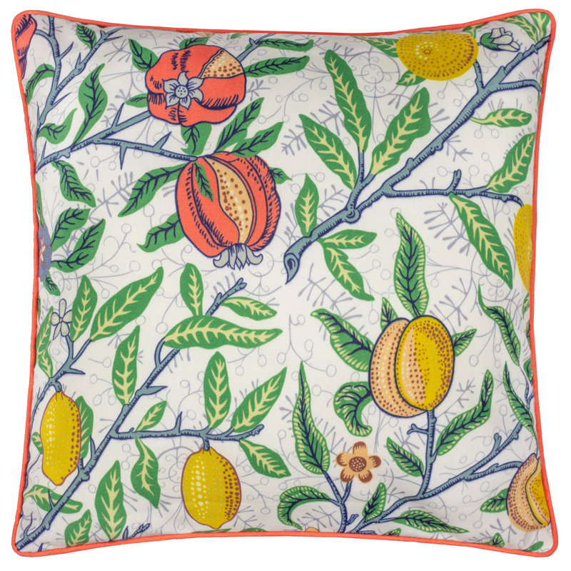 Fruits Indoor / Outdoor Abstract Square Throw Cushion, Yellow/Red