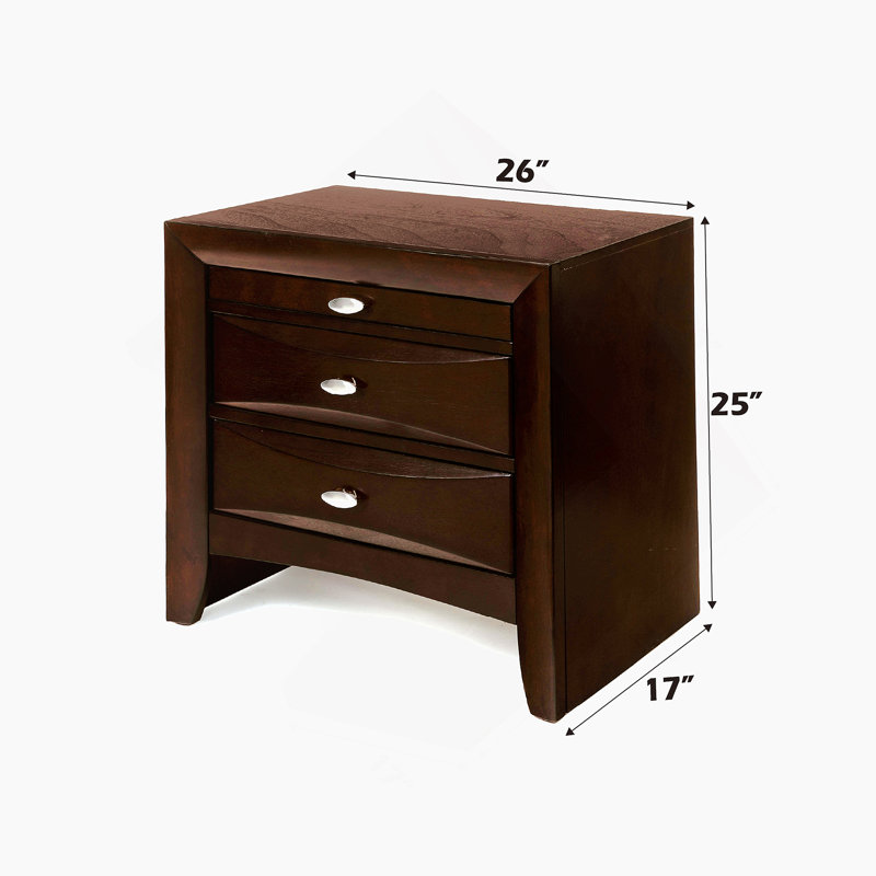 Table de chevet élégante au fini espresso avec rangement spacieux et design moderne, idéale pour rehausser la fonctionnalité et l'esthétique de la chambre à coucher