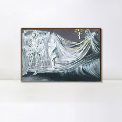 Framed Canvas Giclee Print Series#078 by Salvador Dali Wall Art for Living Room Home Office Decorations(Wood Color Slim Frame,18"x24")