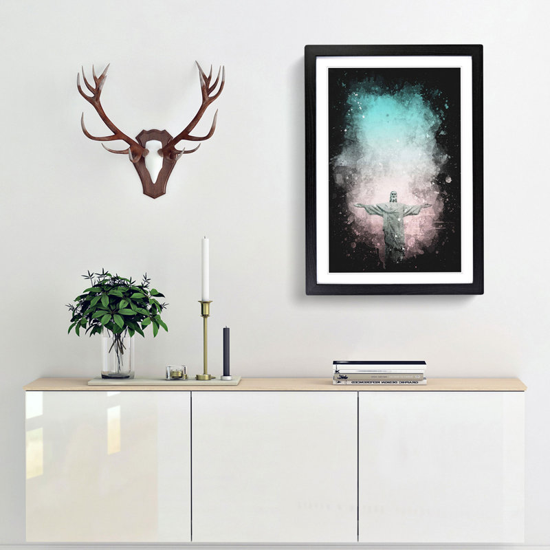 Corcovado in Rio de Janeiro Brazil - Framed Print, 33cm H x 24cm W x 2cm D, Black Framed
