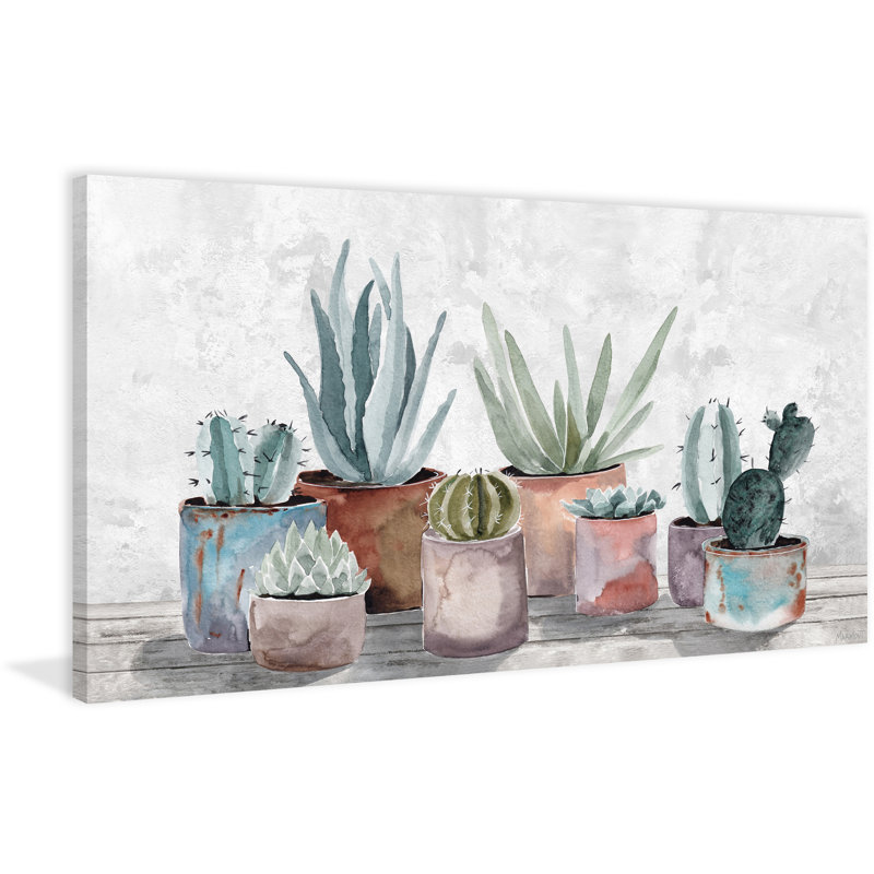 Healthy Succulents by Latitude Vive - Wrapped Canvas Painting, 76cm H x 152cm W x 3.81cm D