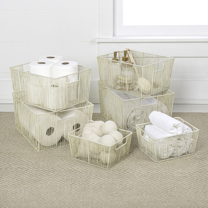 Ensemble de 6 paniers de rangement Sutton Modern Glam, Amande