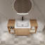 Meuble-lavabo mural avec lavabo en céramique, deux tablettes et porte à fermeture en douceur-743406001