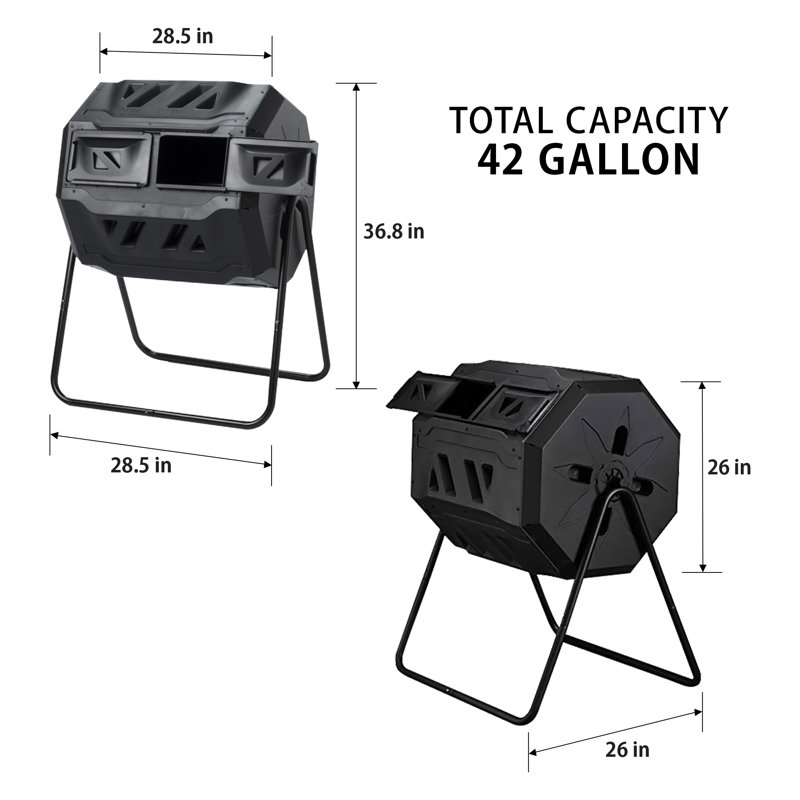 42 gallons Composteur extérieur à double chambre