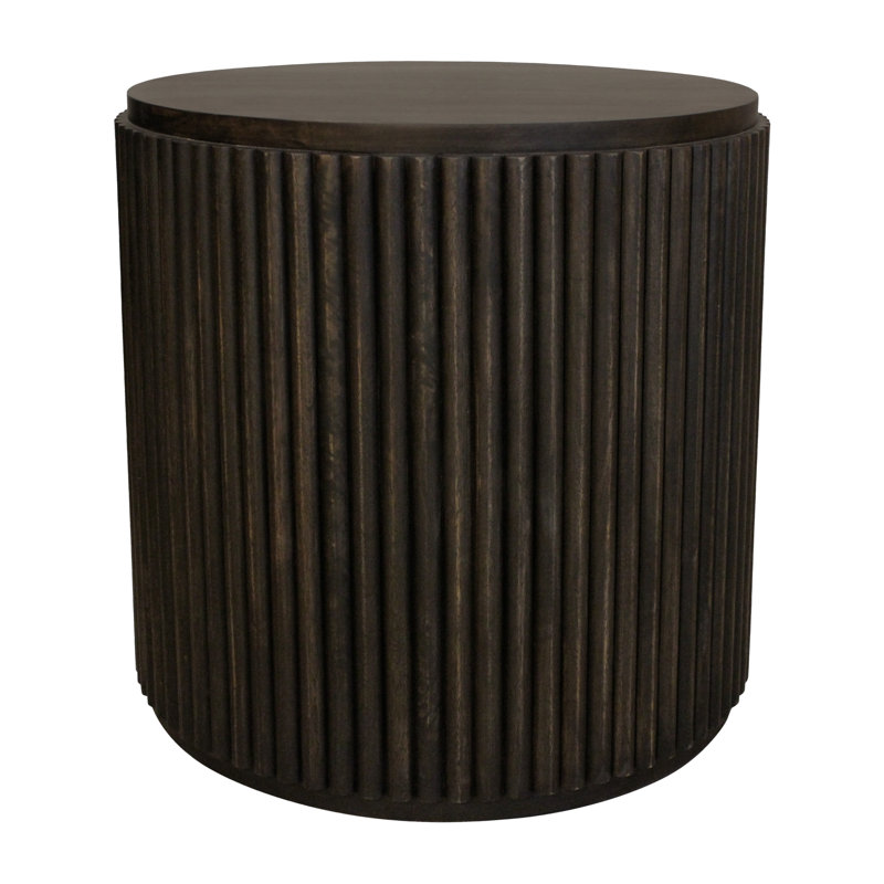 Annakiya Round End Table In Dark Brown Finish On Mango Wood