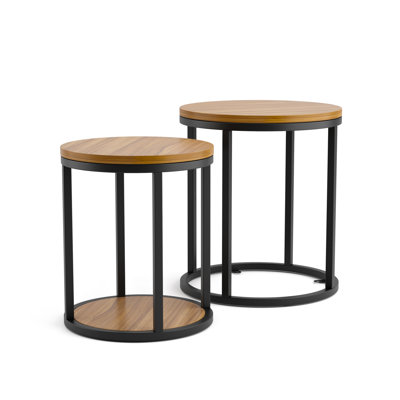 Aubine Gala 2-Piece Nesting End Table Set with Iron Frame by 17 Stories