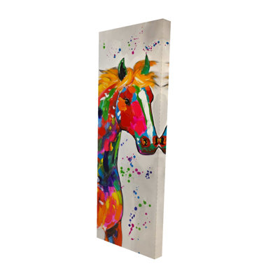 Abstract Colorful Horse with Paint Splash - Green Animals Canvas