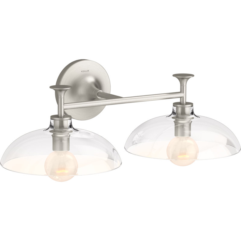 Tone 2 Light Indoor Bathroom Vanity Light Fixture, UL Listed, Brushed Nickel