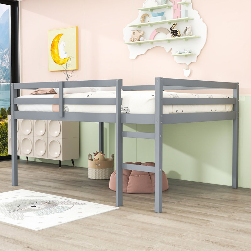 Hirotsugu Contemporary Full Loft Bed With Low Height Design And Ample Under-Bed Storage, Gray
