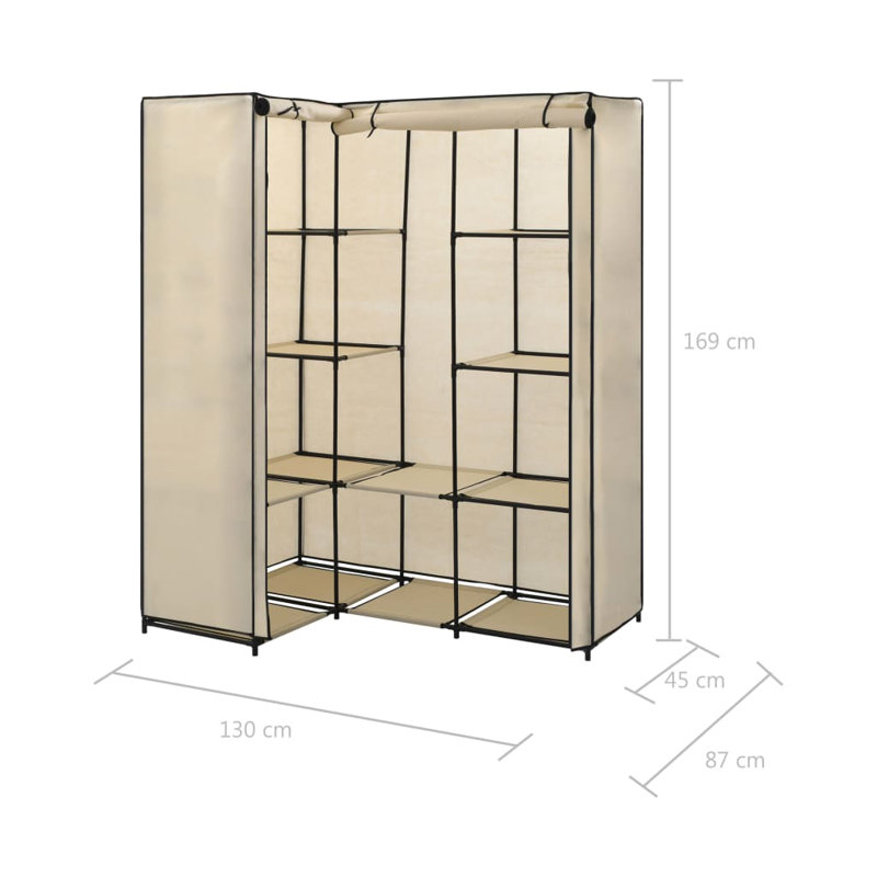 3 Door Wardrobe, Cream