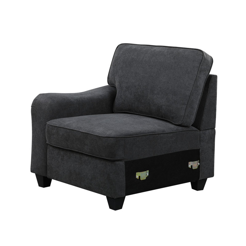 Canapé modulaire tissé gris foncé en forme de L avec 8 pièces modulaires, hauteur des pieds 3,25 po, 8 pièces, siège à ressorts ensachés