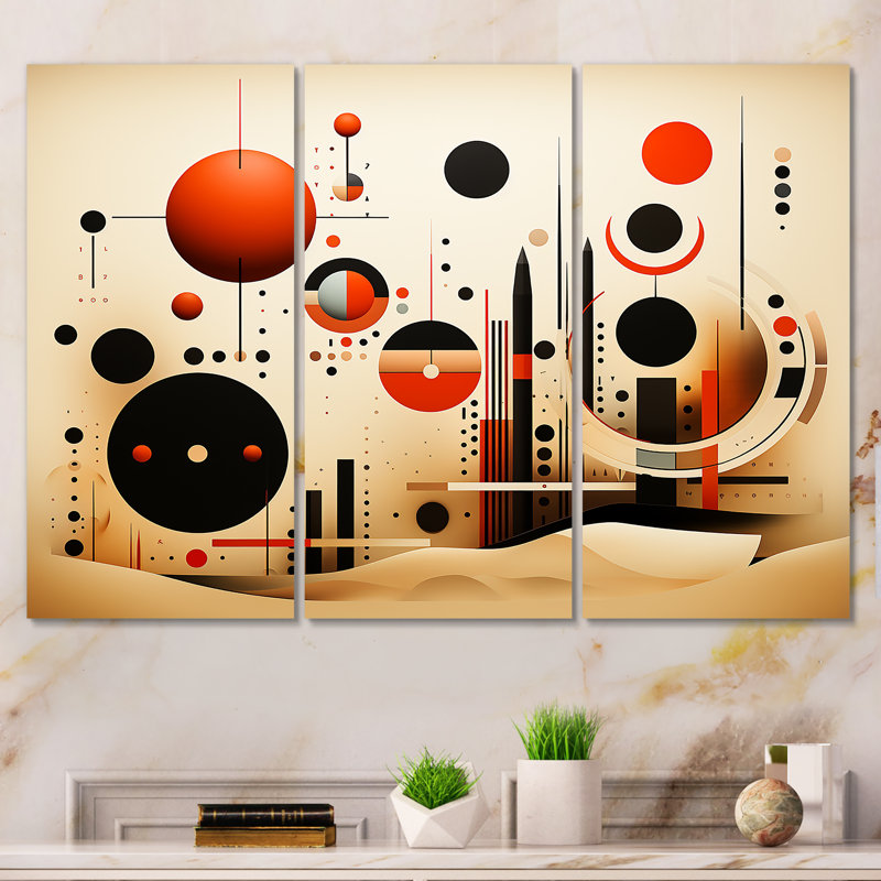 «Echoing Ellipse Beige», art mural géométrique, H 28 po x l 36 po x P 1 po, Toile tendue