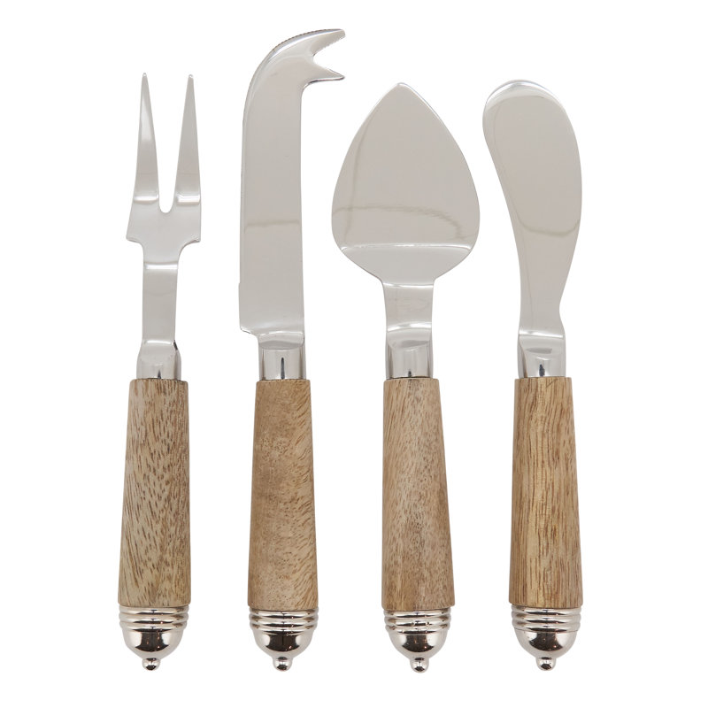 Ensemble de 4 couteaux à couteaux en bois écorce naturelle