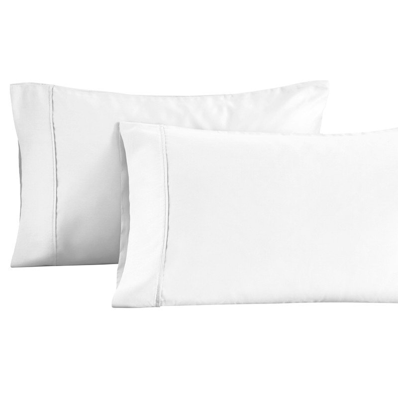 Ensemble de taie d'oreiller en satin de coton 1500 fils à densité de tissage 1500, Blanc, Taie d'oreiller très grande