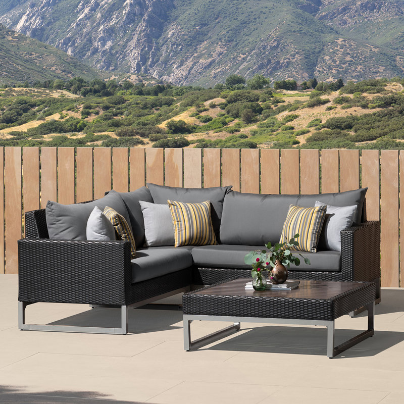 Sameko Outdoor 4 - Piece Conversation Set, Brown, Canvas Spa Sunbrella® Canvas