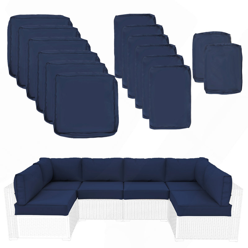 Coussins de siège profond de remplacement pour intempéries pour canapé modulaire d'extérieur et meubles de patio, bleu marine