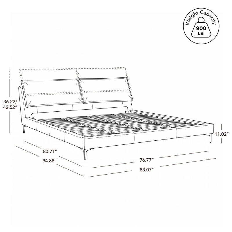Lit plateforme tapissier avec tête de lit ajustable Amaar, King